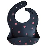 Mushie Silicone Baby Bib | Adjustable Fit Waterproof Bibs (Sea Shells Smoke)