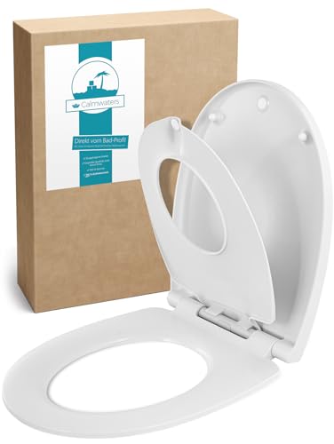 Calmwaters® Familien WC-Sitz, Toilettendeckel mit integriertem Kindersitz, einzeln lösbar, Absenkautomatik, 2 Montage-Optionen von oben, abnehmbar, antibakterie