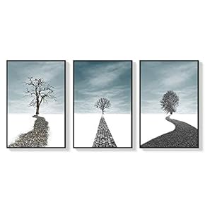 3 Piece Framed Canvas Wall Art for Living Room, Bedroom Lonely Tree Canvas Prints for Home Decoration Ready to Hang - 16"x24"x3 Panels