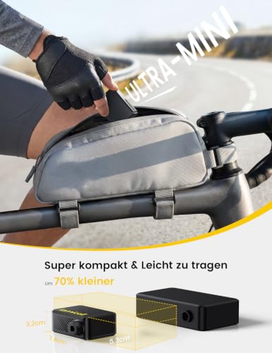 Lamicall Mini Bicycle Pump Electric Air Pump - [Fast & Safe Inflation] 120 PSI Portable Battery Bicycle Pump with Pressure Gauge & Auto Stop, Tiny Compact Bicycle Pump for Road Bike, MTB, E-Bike