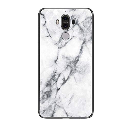 MadBee Case for Huawei Mate 9 [with Screen Protector],9H Tempered Glass Back Cover [Marble Pattern Design] + Soft TPU Silicone Bumper [Shock Absorption] Fully Protective Case (Marble 1) — image 1