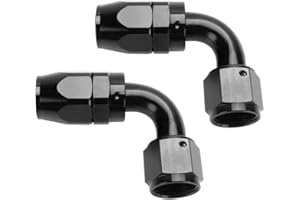 LokoCar 12AN Hose End Fitting 90 Degree Swivel For CPE Braided Hose Black 2Pcs