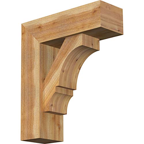 Ekena Millwork 8"W x 24"D x 28"H Balboa Block Rough Sawn Bracket w/Offset Brace…