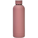 FAMKX 17oz Stainless Steel Insulated Narrow Mouth Sports Water Bottle, Double wall Cola Shape Vacuum flask (500ml, Smoky pink)