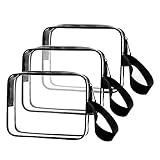 Sariok 3pcs/pack Clear Toiletry Bag with Zipper TSA