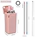 Collapsible Reusable straws Food-grade stainless Foldable Silicone Straw Portable hard case set with stand and cleaning brush For Travel,Household, Outdoor, Party (BLUE+PINK)