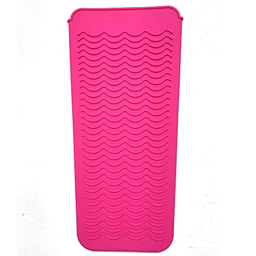Heat Resistant Silicone Mat Pouch, Lessmon Hair Styling Tools for Curling Irons, Hair Straightener, Flat Irons, Length 11.5 & Width 6 Inches, Food Grade Silicone, Pink