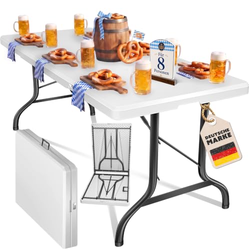 KESSER® Buffettisch Tisch klappbar Kunststoff 183x76 cm Campingtisch Partytisch Klapptisch Gartentisch für Garten, Terrasse und Balkon zusammenklappba