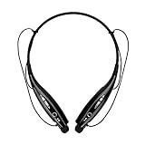 Wireless Bluetooth Music Sports Headset, with Stereo Bass Vibration Neckband Style Earphone Headphone for Cellphones iPhone, Nokia, HTC, Samsung, LG, Moto, PC, iPad, PSP Bluetooth Devices (Black)