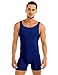 MSemis Men's Leotard Bodysuit Underwear Spandex One-Piece Dance Unitard Biketard Jumpsuit Singlet Navy Blue X-Large