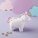 Two's Company Rainbow Unicorn 6 x 5 Inch Ceramic Coin Bank in Gift Box