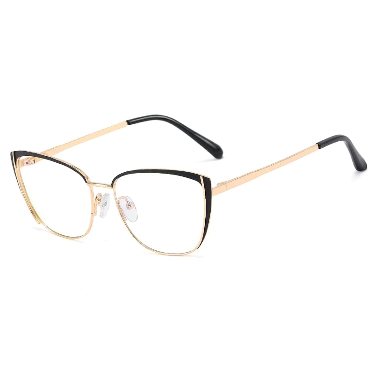 kachawoo - Retro Anti Blue Light Glasses for Women, Metal Frame, Anti Blue Light Computer Glasses, Black/Gold Frame, 55mm-137mm