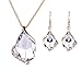 Ezing Women Crystal Pendant Gold Plated Chain Necklace Earring Jewelry Set