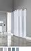 Hookless It's a Snap Satin Stripe Shower Curtain, 3-in-1 Shower Curtain Includes Fabric Shower Curtain with Sheer Top Window, Flex-On Rings & PEVA Liner, 71