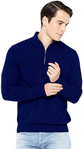 State Cashmere Men's Half Zip Mock Neck Pullover 100% Pure