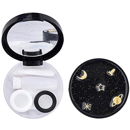 Contact Lens Box Star Contact Lens Travel Case Contact Lens Case Container Holder Storage Box Portable Contact Lens Travel Kits Cute Mini (Round)