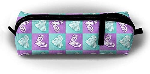 Pencil Case Love Square Canvas Bag Zipper Case Pen Holder Organizer Makeup Bag