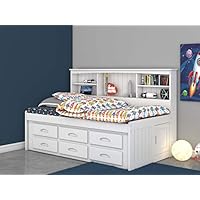 Discovery World Furniture Twin Bookcase Daybed with 6 Drawers White