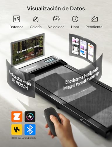 MERACH Cinta de Correr, 3 en 1 Cinta de Andar, 2.5HP Walking Pad, Caminadora Electrica para Casa, Treadmill Compacta para casa y Oficina, App, Pantalla LED, Control Remoto Magnético