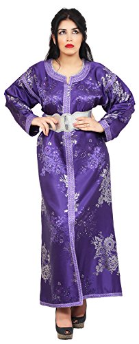 Moroccan Caftan Women Handmade Embroidery SMALL to LARGE Complimentary Belt Purple