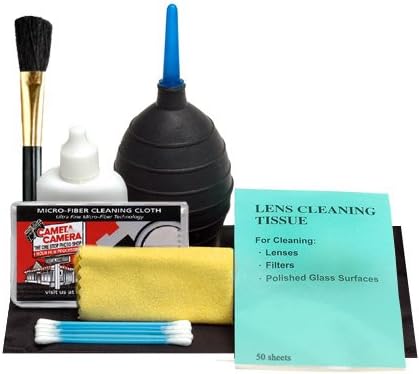 Precision Design 7-Piece Lens &amp; Digital SLR Camera Cleaning Kit with Brush, Microfiber Cloth, Fluid &amp; Tissue + Hurricane Blower for Canon EOS 6D, 7D, 80D, 5D Mark II III, Rebel T3, T3i, T4i, T5i, SL1