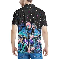 HUGS IDEA Cute Mushroom Print 3 Button Down T-Shirt