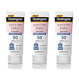 Neutrogena Pure & Free Baby Mineral Sunscreen Broad Spectrum SPF 50, 3 Fl. Oz. (Pack of 3)