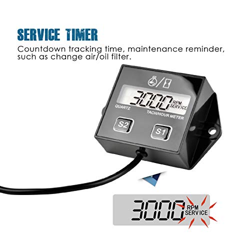 Runleader Digital Hour Meter Tachometer, Maintenance Reminder, Battery