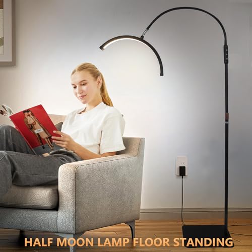 MeoYlaery Eyelash Extension Lamp, Half Moon with Remote Control, On Stand with 360° Adjustable Head, 3000K-6000K, Professional Aesthetic for Tattoo, Makeup Artisans