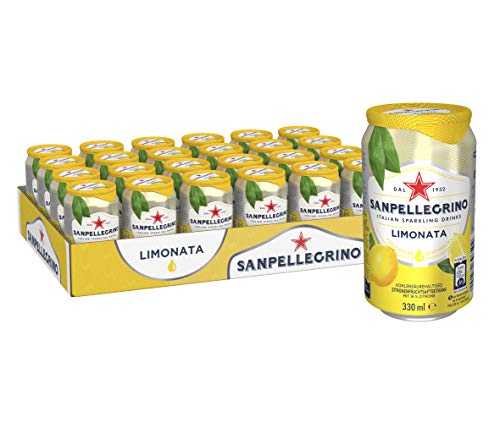 Sanpellegrino | Zitronen Limonade | Limonata | Hoher Fruchtanteil 16% frisch gepresster Zitronen | Ideal für unterwegs | 24er Pack (24 x 0,33l) Einweg Dosen