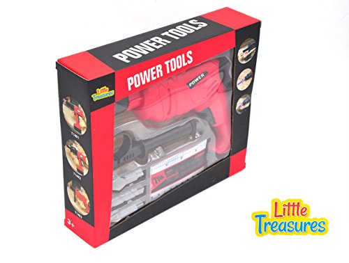 Little Treasures Pretend Play Power Tool Cordless Drill Set with Working Function Realistic Looking Drill Toy