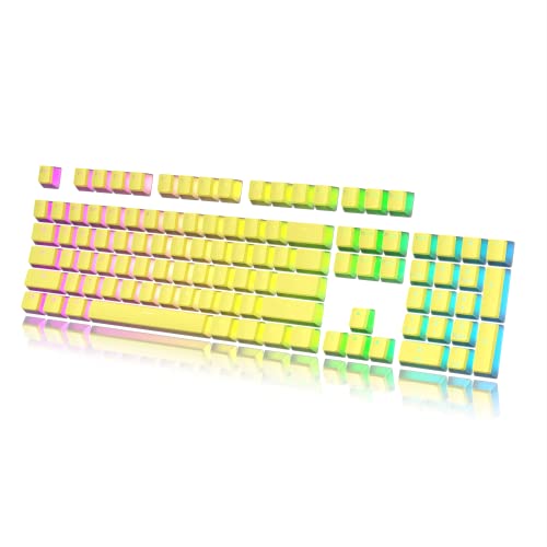 HK GAMING Pudding Keycaps Set | Doubleshot PBT Keycap Set | Full 112 OEM Profile Key Set | ANSI US-Layout | for Mechanical Keyboard | Compatible with Cherry MX, Gateron, Kailh, Outemu | Yellow