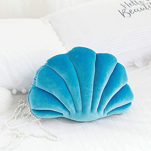 Shell Pillows,Seashell Pillows for Bed,Sofa,Couch,Decorative Shaped Throw Pillow Case Gift for Kids,Girl,Boy,Women,Sea Princess (Navy Blue,S)