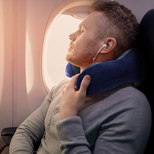 Sierra Concepts Travel Pillow 100 Pure Memory Foam Neck Pillows for Airplane, Traveling, Car