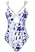 Cupshe Fashion Women's Tie-dyed Lace Up Padding One-piece Swimsuit with Cutout (S)