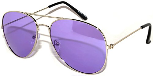 Aviator Classic Sunglasses Black Silver Bronze Gold Blue Green Yellow White... (l Purple)