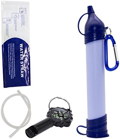 Personal Water Filter, Portable Aqua Emergency Water Filter Emergency Drinking Water filtration straw for Camping Hiking Backpacking Prepping removes 99.9% bacteria Filter to 0.01 Microns