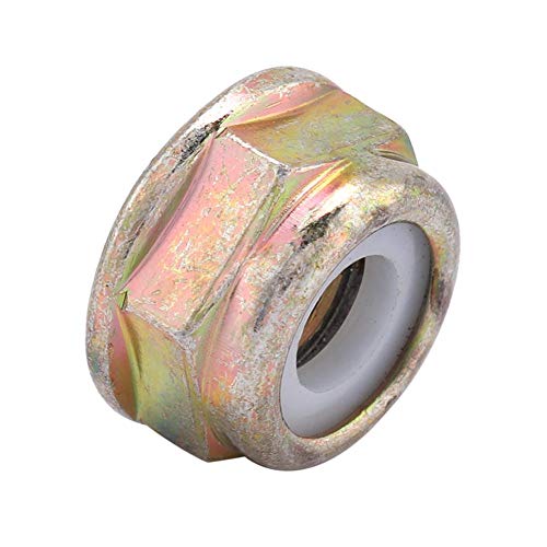 TOPINCN M10X1.25 Flange Nut, Metal Universal Left Hand Thread Blade Nut Replacements Brush Cutter Trimmer Accessories Gold