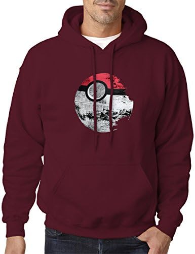 BBT Adult Pokemon Star Wars Death Star Hooded Sweatshirt Hoodie 3XL Maroon