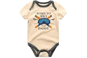 KiddiePro Born to Ski with Daddy Baby Bodysuit Skiing Romper Snowboarding Outfit Skiwear Outdoor Adventure Baby Clothes Snows