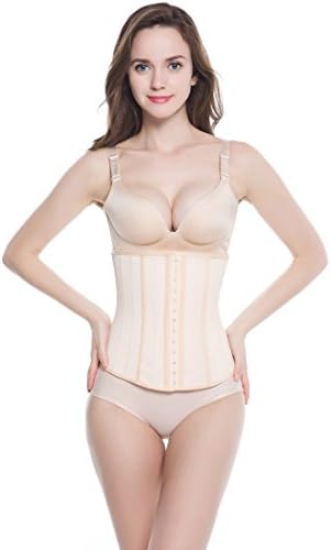 NADAINGAA Women Waist Trainer Corset Workout Girdles with 25 Steel Boned Latex Shapewear (XS, Beige)