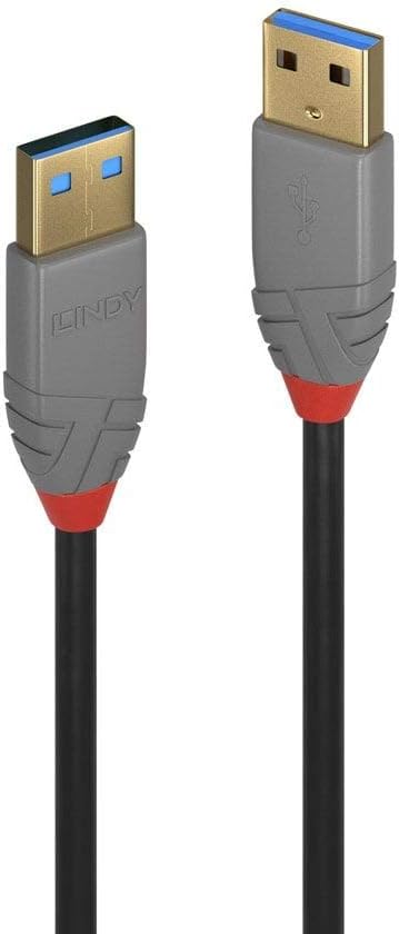 Lindy 0.5m USB 3.2 Type A to A Cable, 5Gbps, Anthra Line, High Speed Data Transfer. Compatible with External Hard Drives