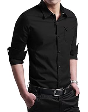 FRTCV Men's Button Down Shirt Causal Cotton Long Sleeve Dress Shirts