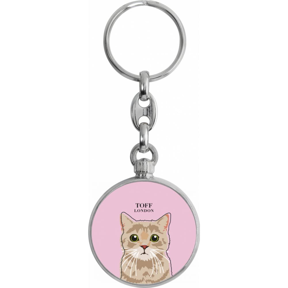 Toff London Beige Tabby Cat Head Keyring