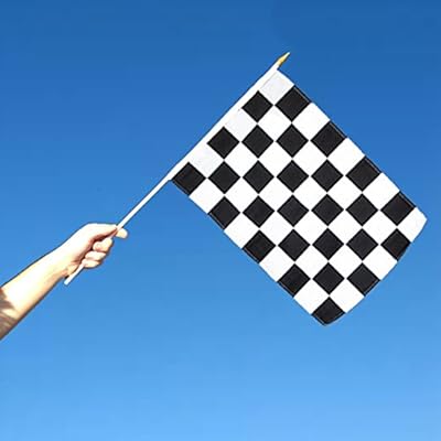 Black and White Checkered 12x18in Stick Flag
