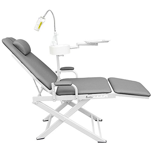 SoHome Gray Medical Portable Dental Folding Chair with Metal Unit 4 Holes+5W Big Power LED Lamp