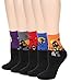 Leotruny Women's Halloween Colorful Cotton Socks 5-pack (Women shoe size:5-9, 5pairs-Multicolor)