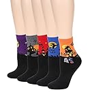 Leotruny Women's Halloween Colorful Cotton Socks 5-pack (Women shoe size:5-9, 5pairs-Multicolor)