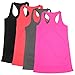BollyQueena Long Tank Tops for Women, Women's Everyday Summer Workout Tanks for Girls T-Shirt 4 Packs M