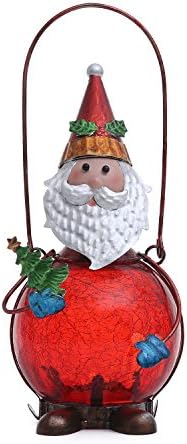 Christmas Lantern Decoration- LMYMall Xmas Micro LED Holiday Decorative Hanging Lantern- Christmas Tree Ornaments- Crackle Glass Metal Head(Santa)